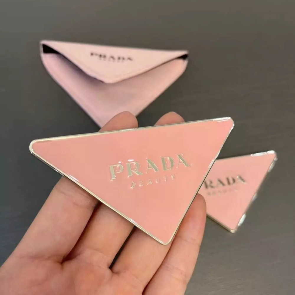 PRADA Beauty Logo Triangle HandHeld Purse Mirror - Picture 7 of 9